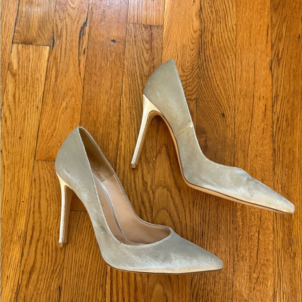 Gianvito Rossi 37 Silver Velvet Stiletto Heels